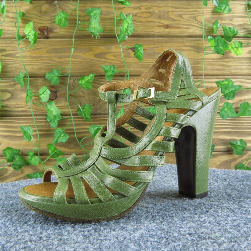 Chie Mihara Green Strappy Platform Sandals